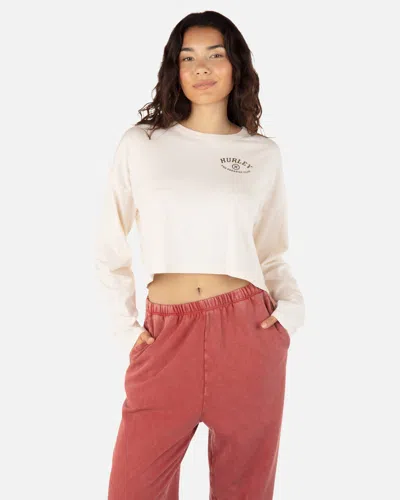 Inmocean Women's Paradise Seekers Long Sleeve Relaxed Cropped T-shirt In Vintage White Wash