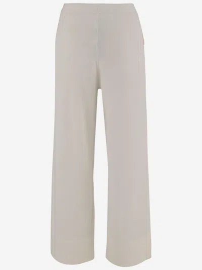 Allude White Cotton Blend Pants