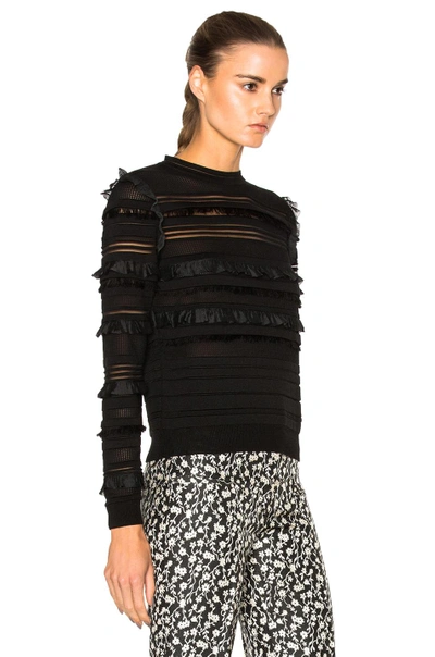 Shop Oscar De La Renta Ruffle Pullover Sweater In Black