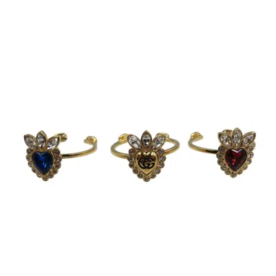 Pre-owned Gucci Blue Gold Red Color Gold Plating Band Ring () In Blue, Gold, Red Color