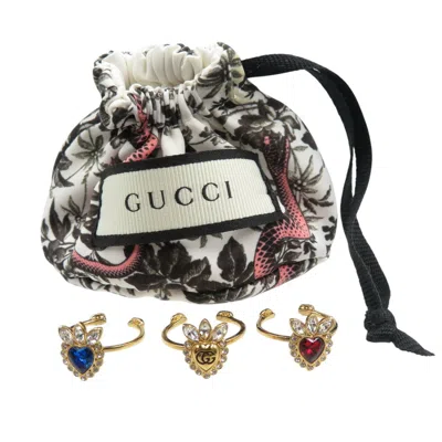 Pre-owned Gucci Blue Gold Red Color Gold Plating Band Ring () In Blue, Gold, Red Color