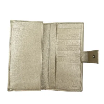 Pre-owned Gucci Champagne Leather Long Wallet (bi-fold) ()