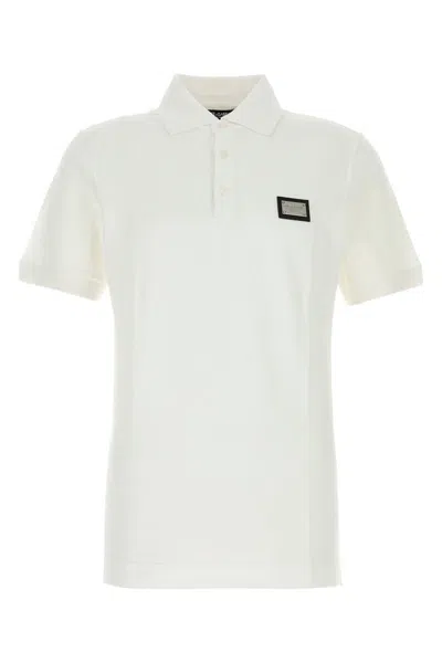 Dolce & Gabbana Cotton Piqué Polo-shirt With Branded Tag In White