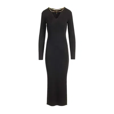 Alexander Wang Stretch Viscose Blend Dress With Gold-tone Detail In Black