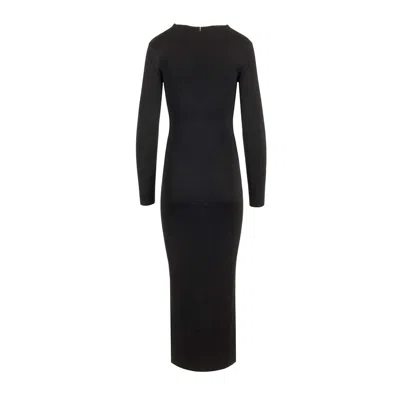 Alexander Wang Stretch Viscose Blend Dress With Gold-tone Detail In Black