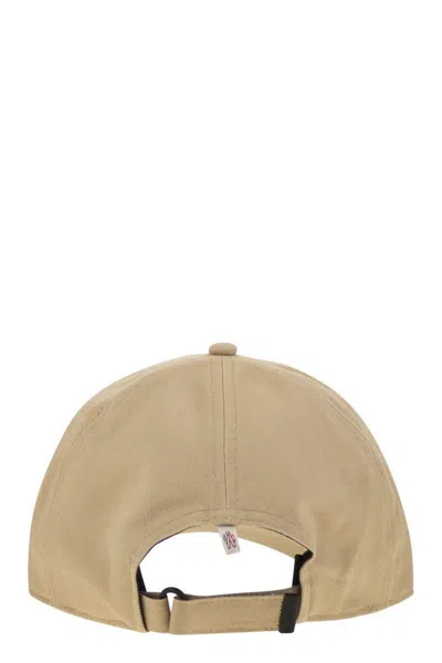 Moncler Grenoble Cotton Gabardine Baseball Cap In Beige