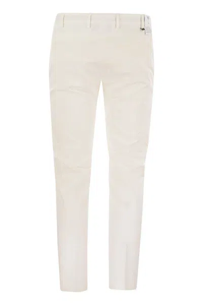 Pt Torino Refined Cotton Twill White Trousers With Detailing In White