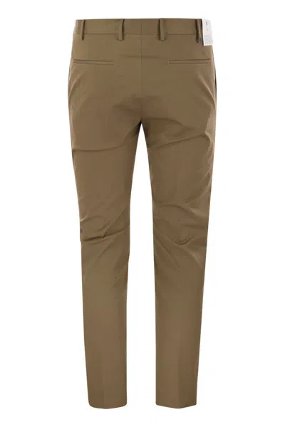 Pt Torino Khaki Stretch Cotton Blend Pant In Brown