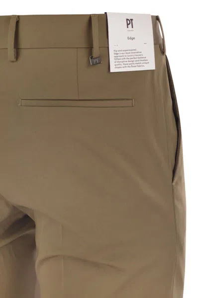 Pt Torino Khaki Stretch Cotton Blend Pant In Brown