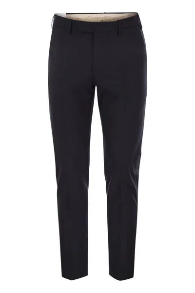Pt Torino Pants In Black Wool In Navy