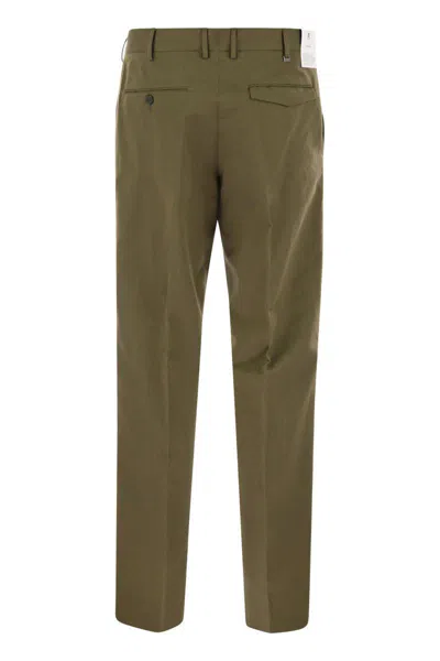 Pt Torino Michael Straight Leg Cotton Linen Trousers In Military Green