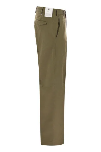Pt Torino Michael Straight Leg Cotton Linen Trousers In Military Green