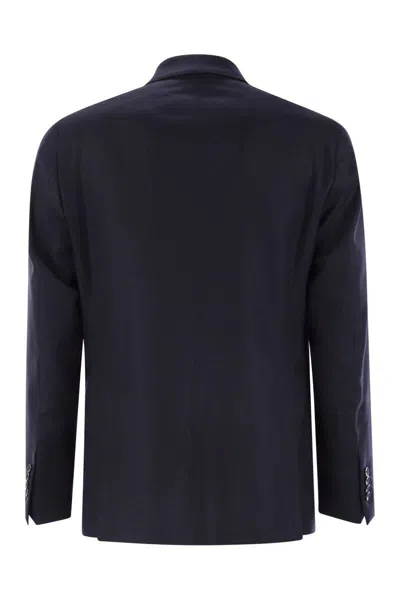 Tagliatore Blue Double-breasted Jacket With Patch Pockets In Blue