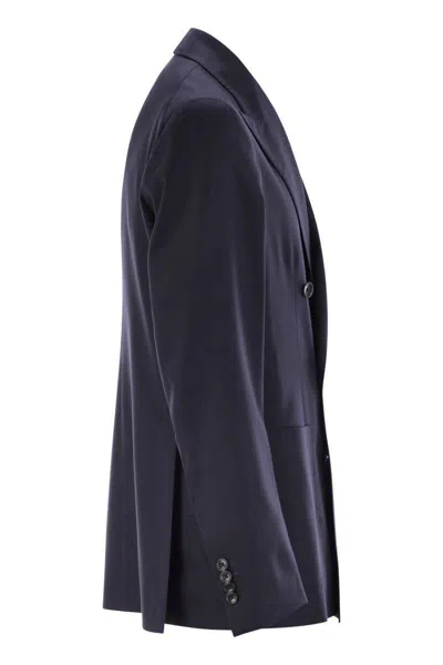 Tagliatore Blue Double-breasted Jacket With Patch Pockets In Blue