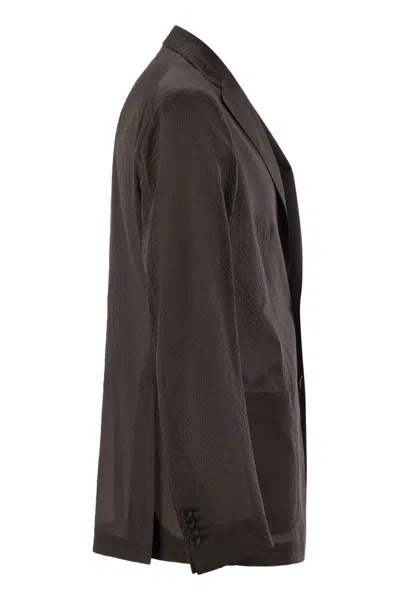 Tagliatore Men's Lightweight Technical Fabric Jacket In Brown
