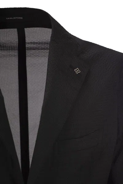Tagliatore Men's Lightweight Technical Fabric Jacket In Black