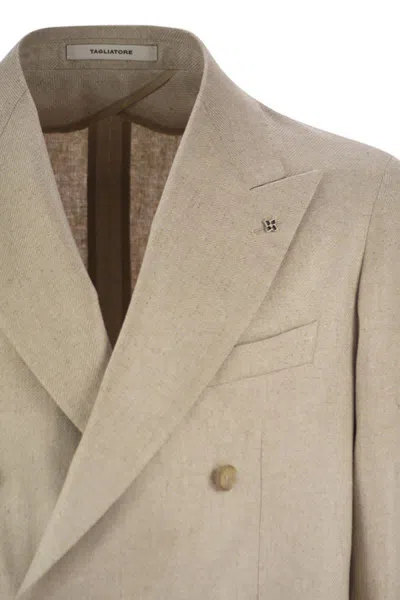 Tagliatore Double Breasted Silk Jacket In Green
