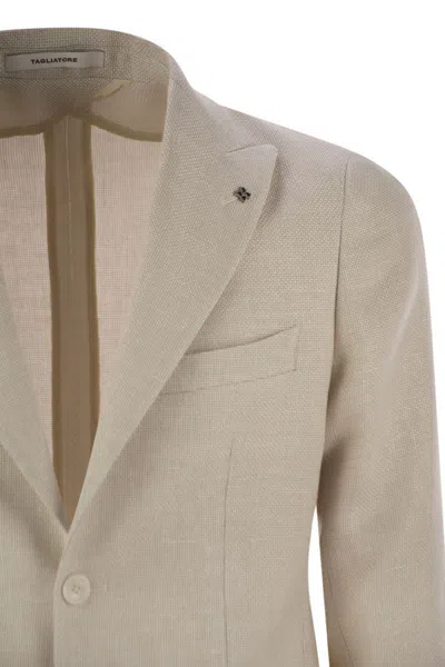 Tagliatore Men's Virgin Wool And Linen Jacket In Beige