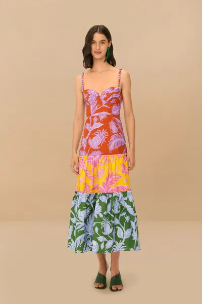 Farm Rio Active Mixed Tropical Swing Sleeveless Midi Dress In Tropical Swing Mix