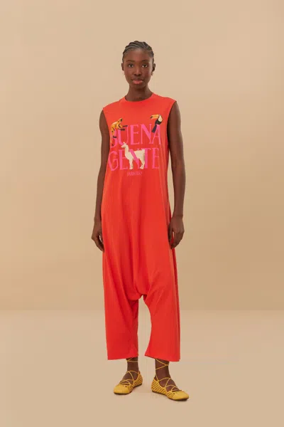 Farm Rio Red Buena Gente Jumpsuit