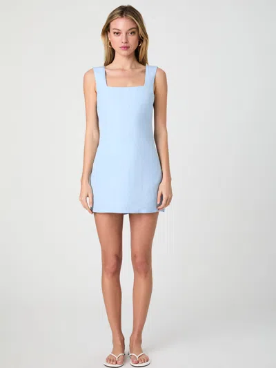 French Connection Birdie Linen Blend Square Neck Dress In Blue