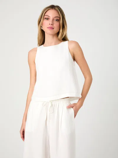 French Connection Birdie Tie Back Cutout Linen Blend Tank In White
