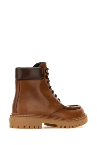 Prada Women Caramel Leather Ankle Boots