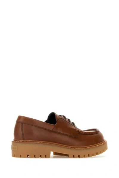 Prada Chunky Sole Lace-up Loafers With Round Toe