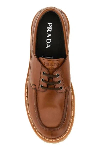 Prada Chunky Sole Lace-up Loafers With Round Toe
