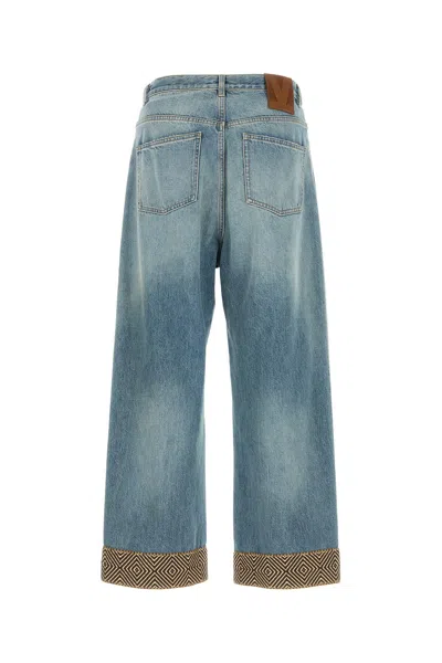 Valentino Cotton Denim Pants With Jacquard Bottoms