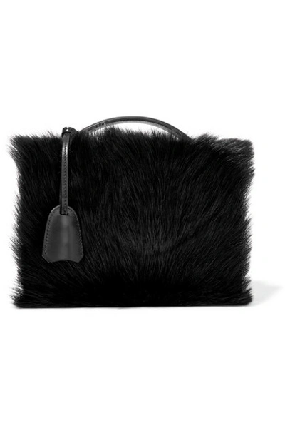 Shop Mark Cross Grace Small Shearling-paneled Leather Shoulder Bag