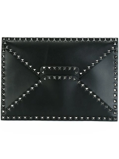 Valentino Garavani Rockstud Envelope Clutch In Black