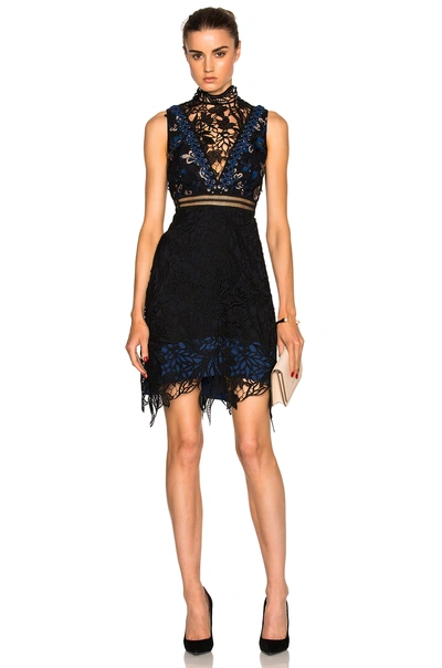 Self-portrait 'clementine' Embroidered Floral Guipure Lace Mini Dress In Black