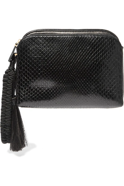 The Row Wristlet Tasseled Python Clutch