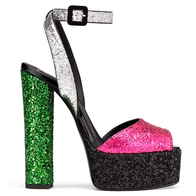 Giuseppe Zanotti 'betty' Glitter Platform Sandals In Multicolor
