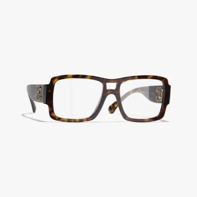 Chanel Pilot Eyeglasses In Dark Tortoise 