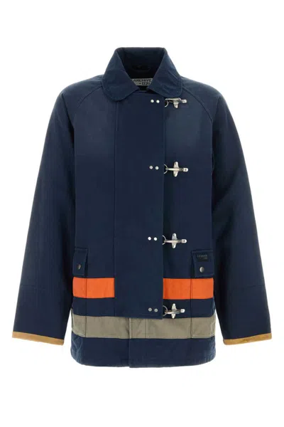 Fay Block Design Twill Jacket With Front Pockets In Blue