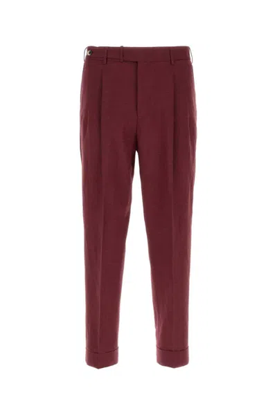 Pt Torino Turn-up Hem Tapered Trousers In Red