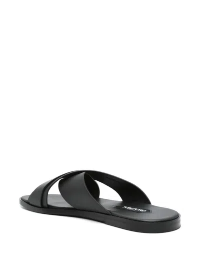 Tom Ford Mens Preston Crossover-strap Leather Sandals Blac In Black