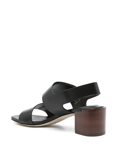 Tod's Block Heel Strappy Sandals With Gold-tone Hardware In Black