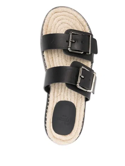 Castaã±er Castañer Ter Leather Flat Sandals In Black