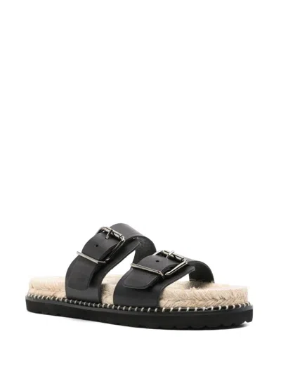 Shop Castaã±er Castañer Ter Leather Flat Sandals In Black