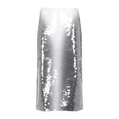 Sportmax Gradient Sequin Pencil Skirt In Grey
