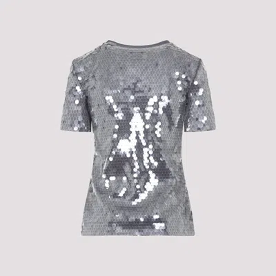 Sportmax Fitted Grey T-shirt With Hexagonal Sequin Detailing In Grey