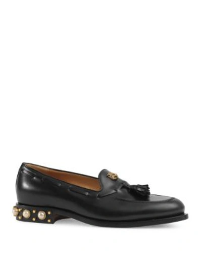 Gucci Tasseled Leather Loafers W/ Studs, Black