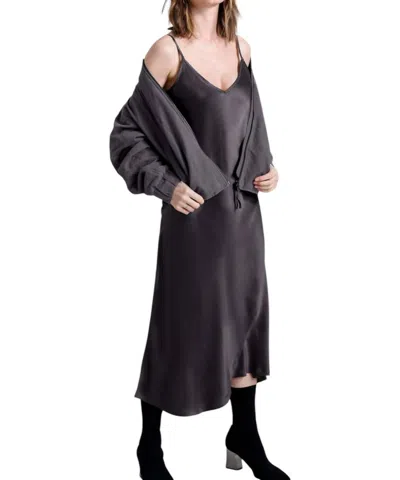 Go By Go Silk Slip Dress In Hematite In Blue