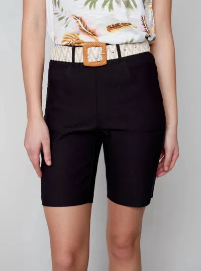 Charlie B Chloe Bengaline Stretch Short In Black In Black