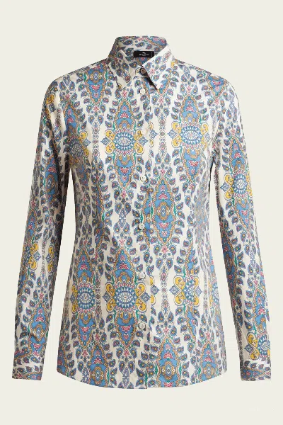 Etro Stretch Cotton Paisley Button-front Shirt