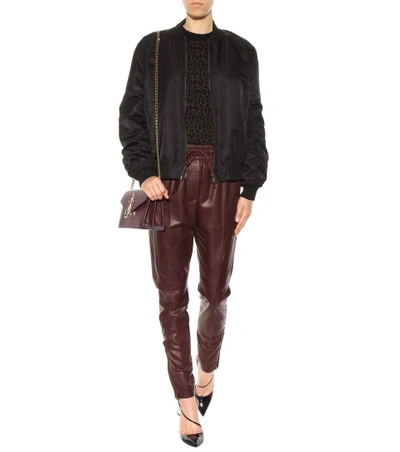 Shop Givenchy Leather Trousers In Red