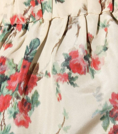 Shop Miu Miu Printed Silk Shorts In Beige